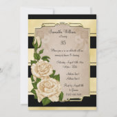 ロマンティック エレガント アイボリー ローズ ゴールド フレーム 35歳 招待状 (裏面)