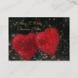 ロマンティック エレガント クラシック 2つの赤いハート ビジネス 名刺
