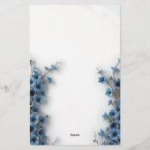 ロマンティック エレガント セレーン ブルー ブロッサムズ 便箋 (裏面)