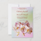 ロマンティック エレガント ローズ ホワイト オーキッド ウェディング 招待状 (正面)