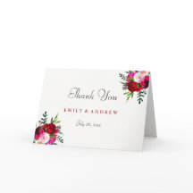 ロマンティック エレガント 赤いバラのウェディング サンクス カード