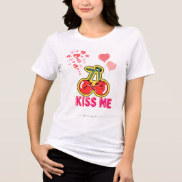 ロマンティック キスミー タイポグラフィ ピンク レッド トライブレンドTシャツ