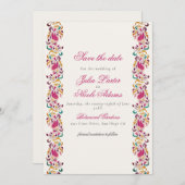 ロマンティック クラシカル パール スワン フローラル フレーム ウェディング セーブザデート (正面/裏面)