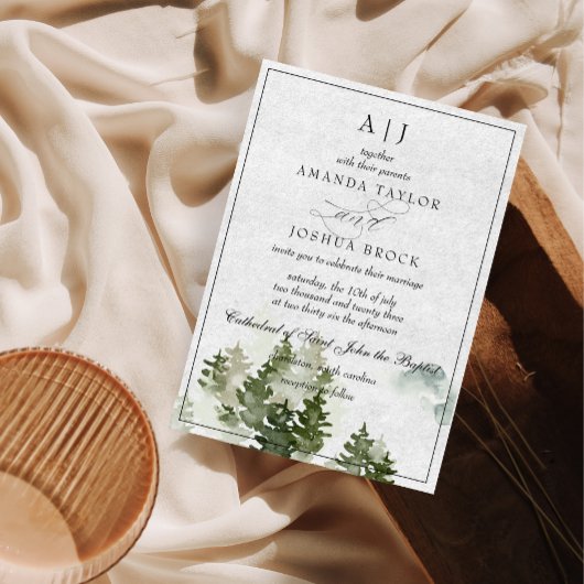 ロマンティック クラシック スクリプト ラスティック ウェディング 招待状