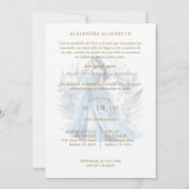 ロマンティック グラム スペインのキンセアニェーラ 青い色合い 招待状 (裏面)