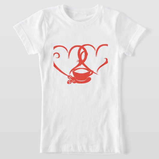 ロマンティック コーヒーロゴデザイン Tシャツ (レイダウン)