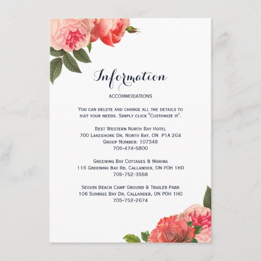 ロマンティック コーラル ピオニー ディテール カード (正面)