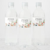 ロマンティック コーラル フローラル ウェディング  ペットボトルラベル (ボトル)