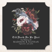 ロマンティック ゴシック ウォーターカラー ラベン フローラル ウェディング ペーパーコースター (正面)