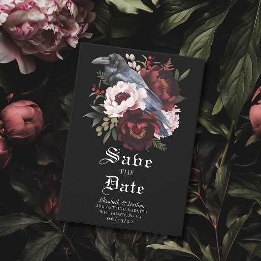 ロマンティック ゴシック 水彩 ラヴェン Save the Date 招待状