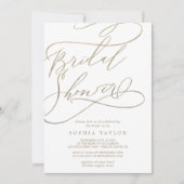 ロマンティック ゴールド カリグラフィー | フリル ブライズシャワー 招待状 (正面)