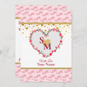 ロマンティック ゴールド ハート ラブ カリグラフィー モノグラム (正面/裏面)