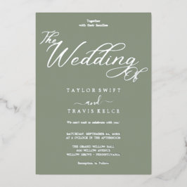 ロマンティック ゴールド フォイル サージュ グリーン ウェディング 箔招待状