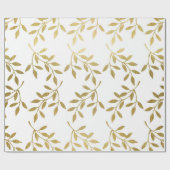 ロマンティック ゴールド ボタニカル リーフ ウェディング ラッピング ペーパー (フラット)