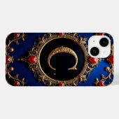 💛 ロマンティック ゴールド C モノグラム ハートフレーム Case-Mate iPhoneケース (裏面 (横))