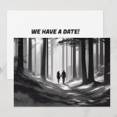 ロマンティック シルエット カップル フォレスト ストロール 案内状 (正面/裏面)