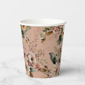 ロマンティック スウィート16 | ダスティ ピーチ フラワール バースデー 紙コップ (裏面)