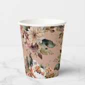 ロマンティック スウィート16 | ダスティ ピーチ フラワール バースデー 紙コップ (正面)