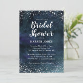 ロマンティック スターズ ネイビーブルー シルバー ブライダルシャワー 招待状 (スタンド正面)