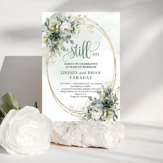 ロマンティック・セージグリーン・私たちはまだ誓いの言葉を Wedding Invit 招待状