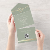 ロマンティック・セージグリーン 結婚式 招待状 RSVP 付き (貼ってはがせる)