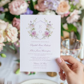 ロマンティック ソフト パステル モノグラム クレスト ウェディング 招待状