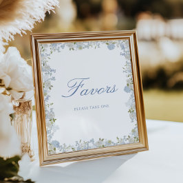 ロマンティック ソフト ブルー フラワーズ ウェディング フェイバーズ ポスター