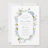 ロマンティック ソフト ブルー フラワーブライダルシャワー 招待状 (正面)