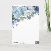 ロマンティック ダスティーブルー フラワー ブライダルシャワー パーティー サンキューカード (裏面)