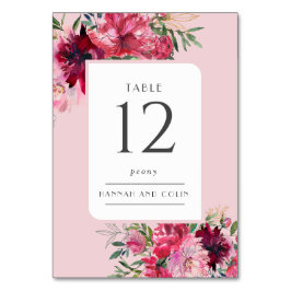 ロマンティック ダスティ ローズ ピオニー モダン フレーム テーブルナンバー