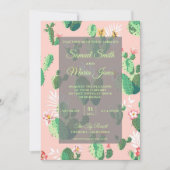 ロマンティック デザート フローラル カクタス ウェディング 招待状 (正面)