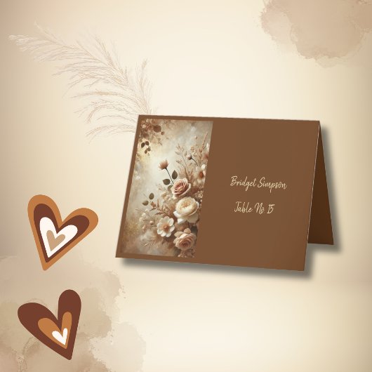 ロマンティック ドリーミー フローラル シングル ゲスト プレース カード