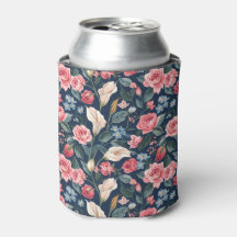 ロマンティック ネイビーブルー フラワーガーデンパターン