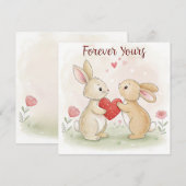 ロマンティック バニー カード - 永遠にあなたのもの (正面/裏面)