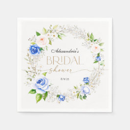ロマンティック パステルブルー ローズ ブライダルシャワー スタンダードカクテルナプキン