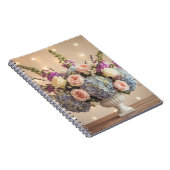 ロマンティック パステル ハイドランジア & ローズ ブーケ ノートブック (右側)