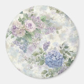 ロマンティック パープル ピンク 花 マグネット (正面)