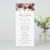 ロマンティック パープル 秋の花 ブルーム 田舎風の結婚式 プログラム (スタンド正面)