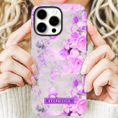 ロマンティック ピンクとラベンダーの名前入りフラワー Case-Mate iPhoneケース