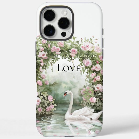 ロマンティック ピンクのバラ 白鳥の湖 フローラル Case-Mate iPhoneケース (裏面)