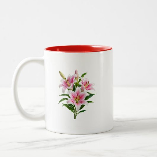 ロマンティック ピンクの花束 マグ (左)
