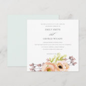 ロマンティック ピンク ピーチ ブラッシュ パープル フローラル ウェディング 招待状 (正面/裏面)