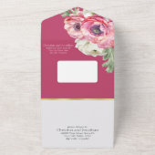 ロマンティック ピンク ラナンキュラス オン ブラッシュ オールインワン招待状 (外側)