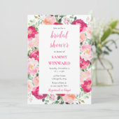 ロマンティック ピンク ローズ フラワーズ ブライダル シャワー 招待状 (スタンド正面)