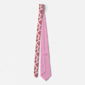 ロマンティック ピンク ローズ ボタニカル 柄 ネクタイ (裏面)