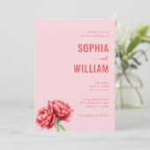 ロマンティック ピンク 牡丹 ウェディング 招待状 (スタンド正面)
