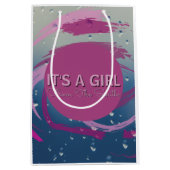 ロマンティック フューシャ & ソフト ピンク ブラシストローク ミディアムペーパーバッグ (正面)