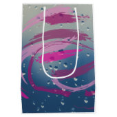 ロマンティック フューシャ & ソフト ピンク ブラシストローク ミディアムペーパーバッグ (裏面)