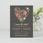 ロマンティック フラワーハート Save the Date 発表 招待状 (スタンド正面)