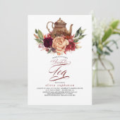 ロマンティック フラワー アースィー 秋のブライダルシャワー ティー 招待状 (スタンド正面)